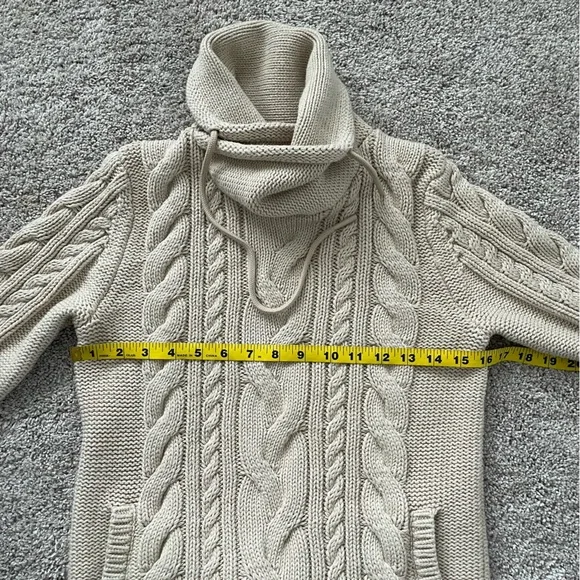 L.L. Bean Beige Cable Knit Turtleneck Sweater - Picture 11 of 15